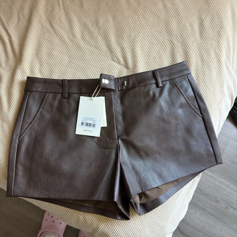 Peppermayo Dark Brown High Waist Shorts - Picture 2 of 5